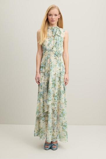 LK Bennett Robyn Neon Garden Print Silk Blend Dress