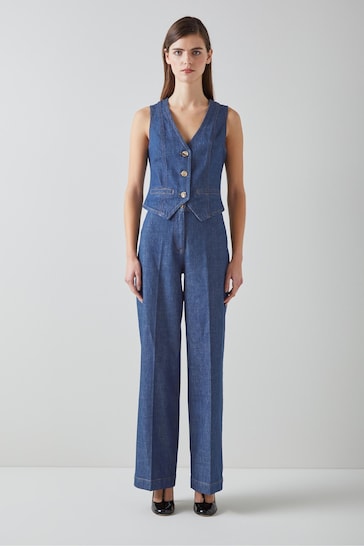 LK Bennett Ami Cotton Denim Waistcoat