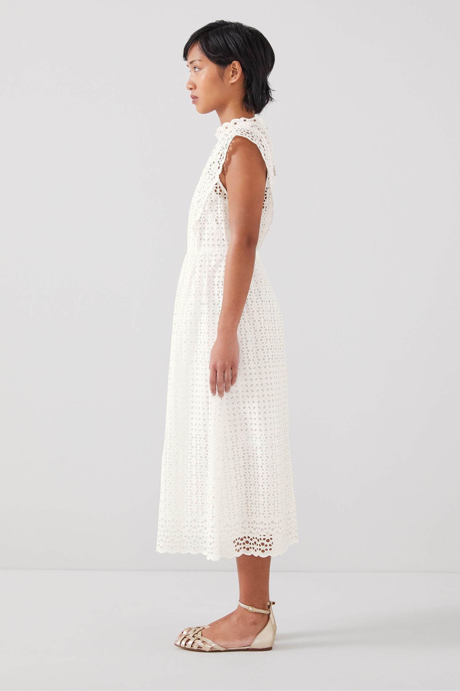 LK Bennett Petite Laila Broderie Anglaise Sun White Dress