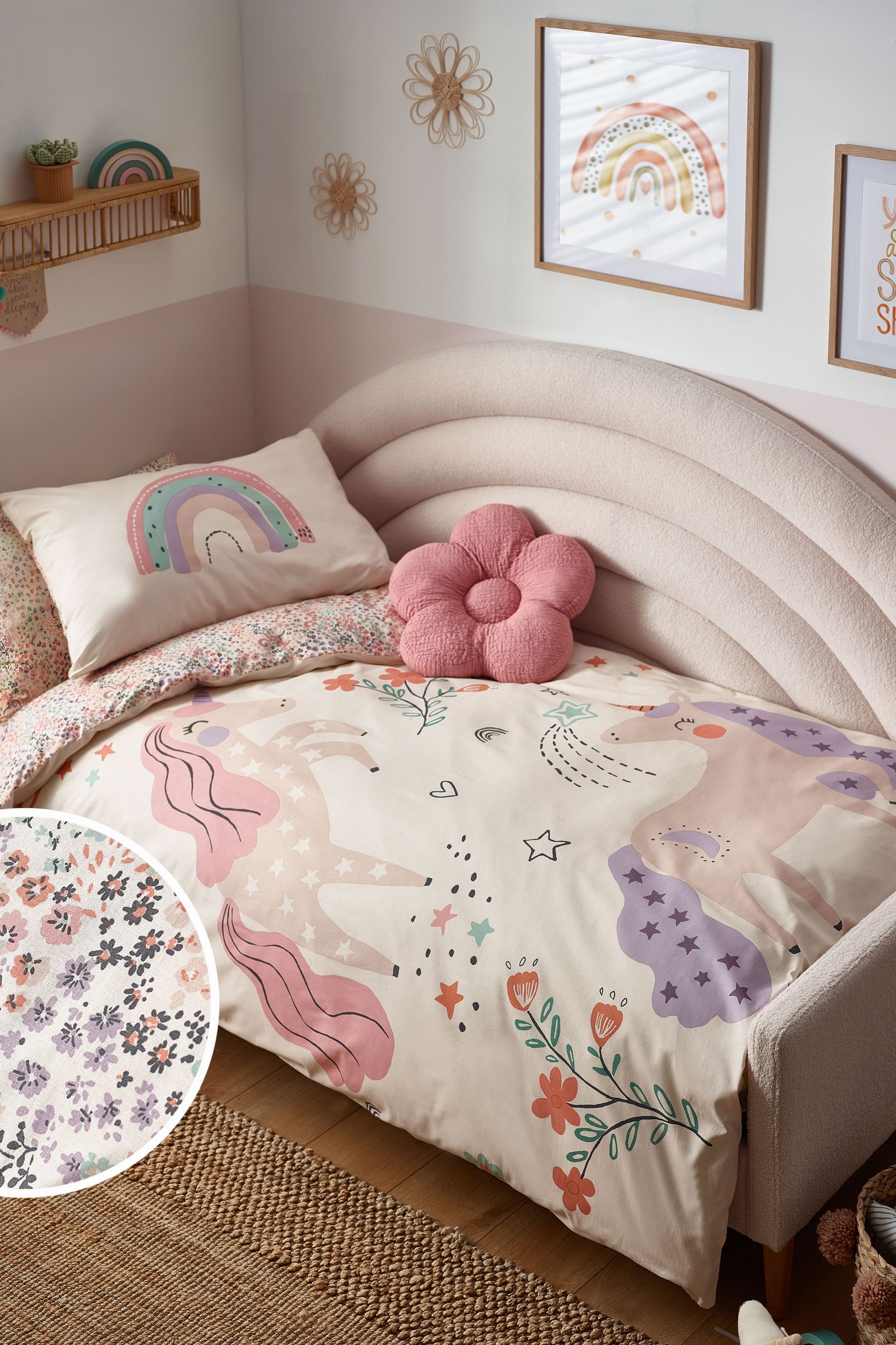 Buy Natural Scandi Unicorn 100 Cotton Duvet Cover And Pillowcase Set from the Next UK online shop