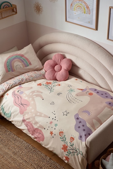 Natural Scandi Unicorn 100% Cotton Duvet Cover And Pillowcase Set