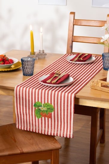 Wylder Nature Candy Cane Strawberry Stripes 230x35cm Table Runner