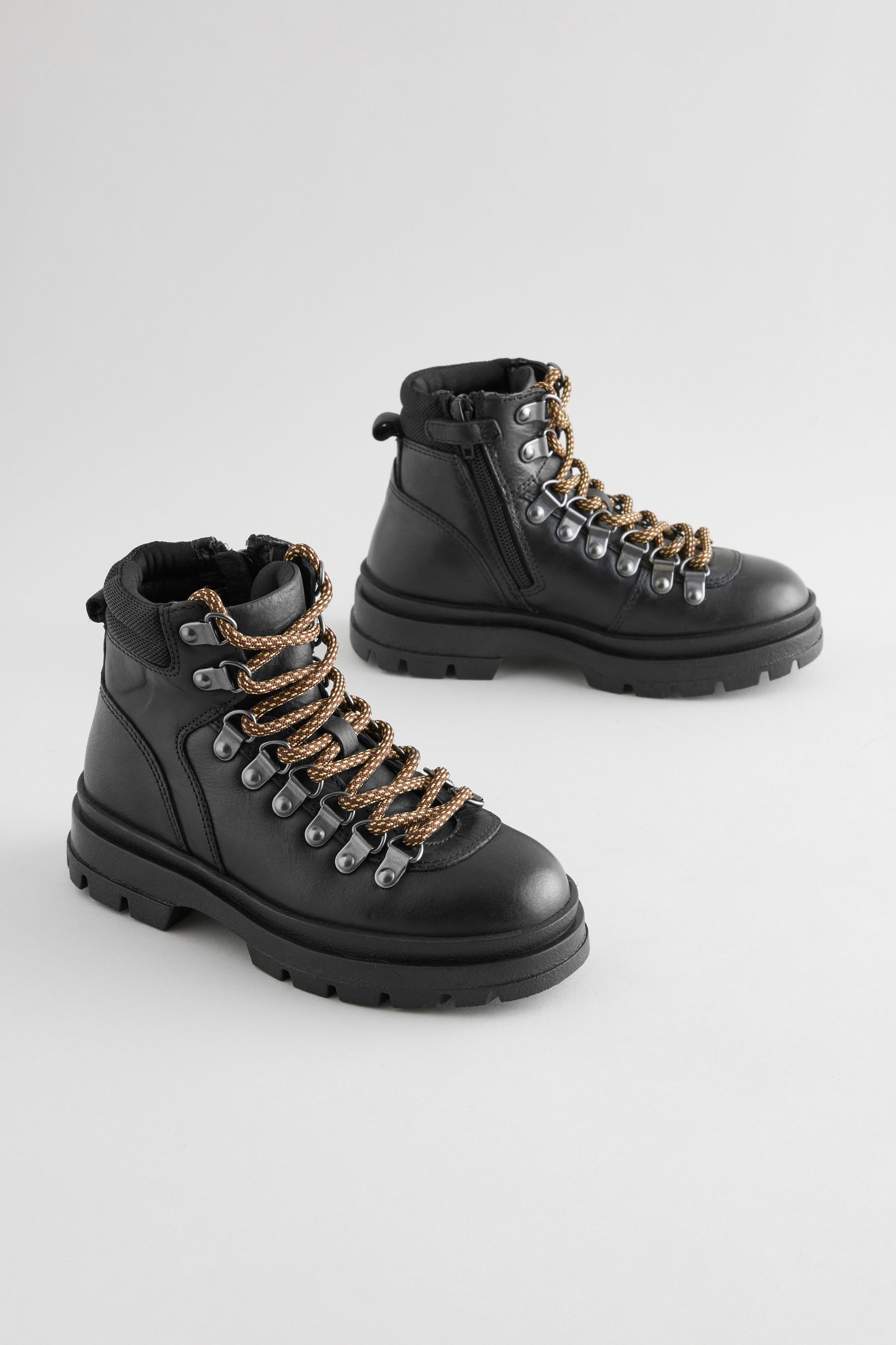 Bronx black leather chunky sole hiker boots store
