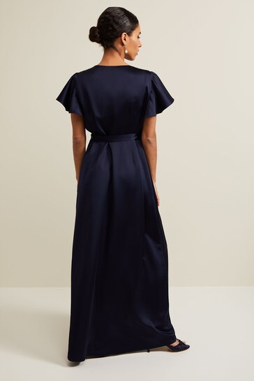 Phase Eight Blue Petite Arabella Satin Maxi Dress