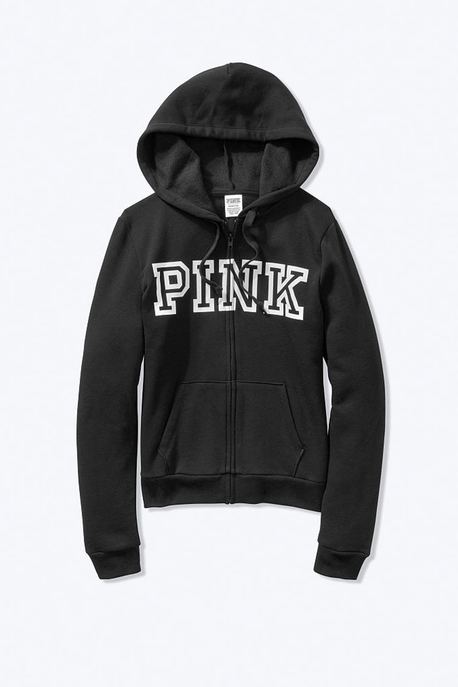 Victoria s Secret PINK Black Classic Logo Script Hoodie