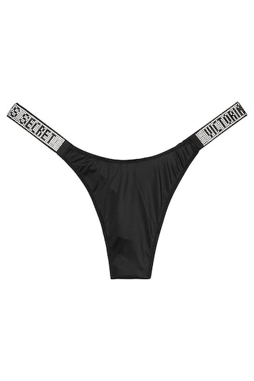 Victoria's Secret Black Smooth Thong Shine Strap Knickers