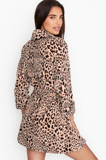 Victoria's Secret Champagne Leopard Cosy Short Robe