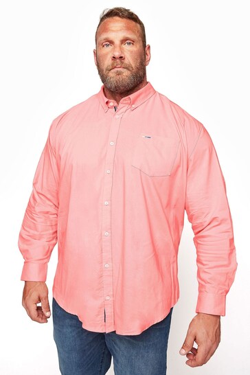 BadRhino Big & Tall Pink Essential Long Sleeve Oxford Shirt