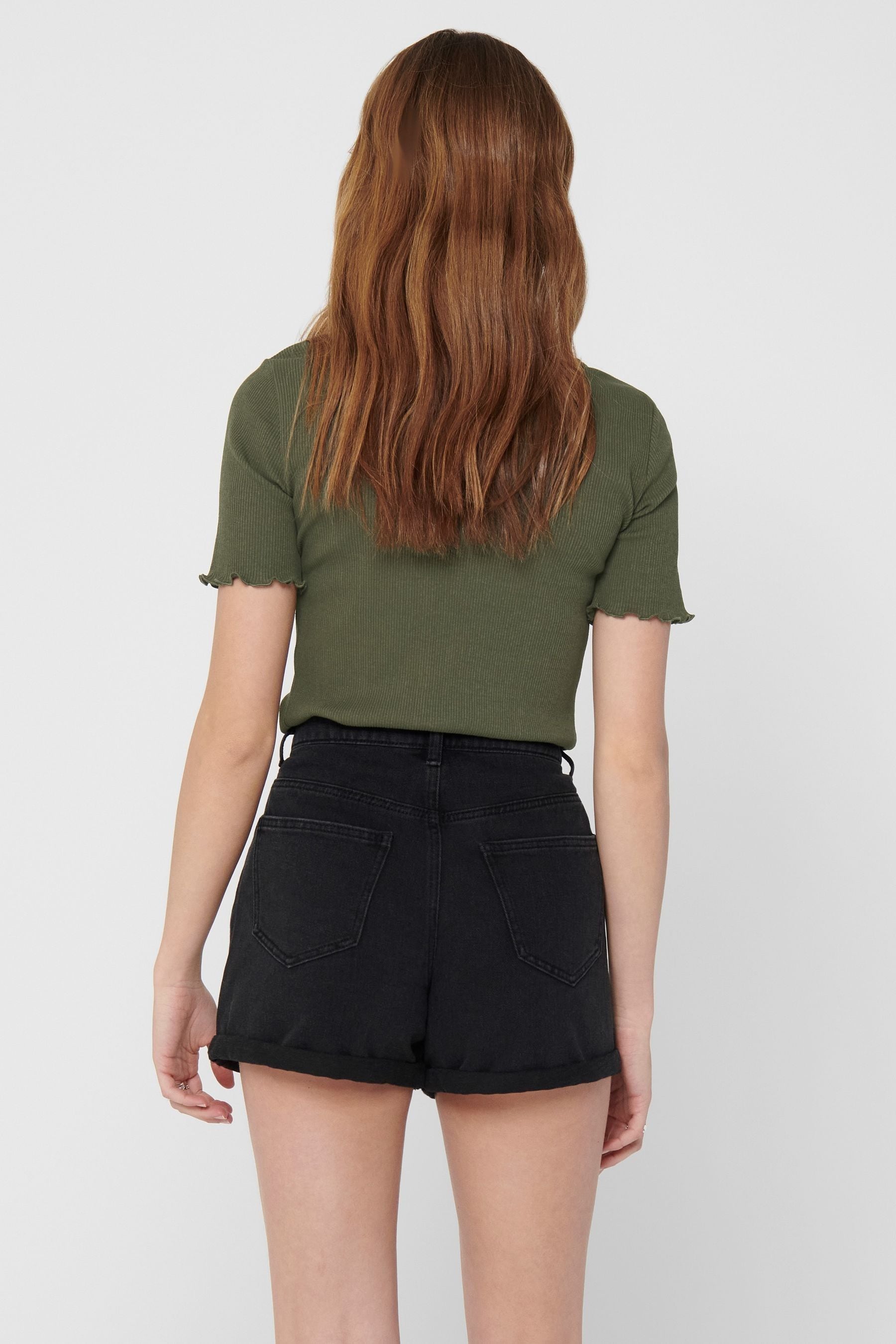 Only Black High Waisted Stretch Mom Denim Shorts