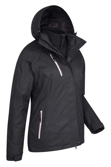 Mountain Warehouse Black Bracken Melange Womens 3 in 1 Waterproof and Breathable Jacket