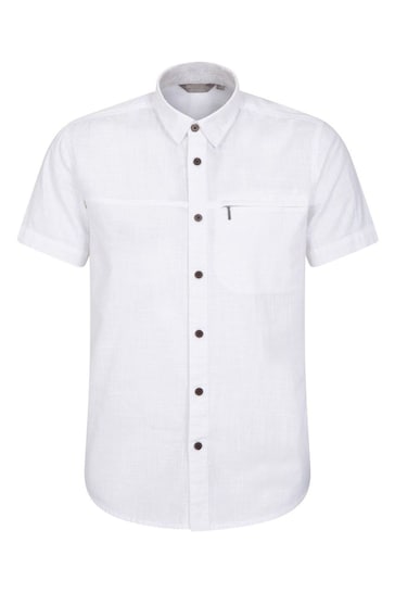 Mountain Warehouse White Coconut Slub Texture 100% Cotton Mens Shirt g