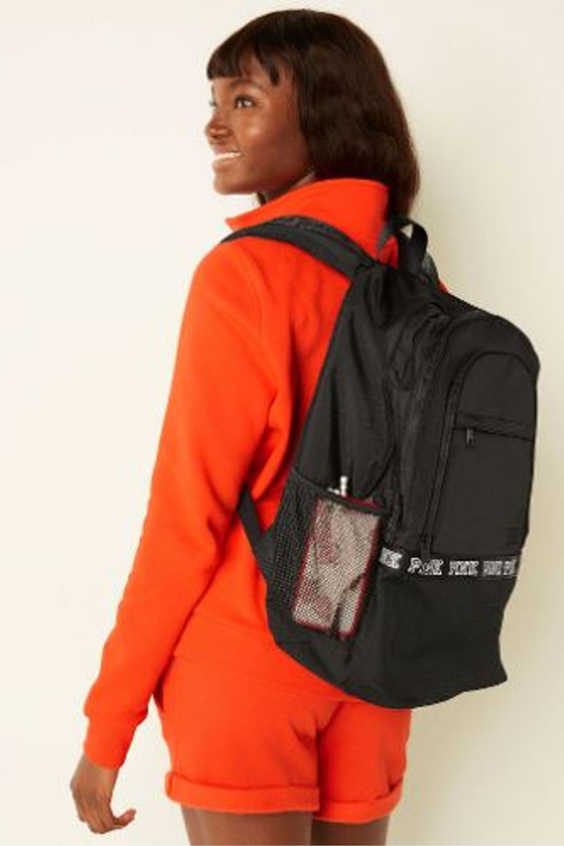 Buy Victoria s Secret PINK Pure Black College Backpack from the Next UK online shop