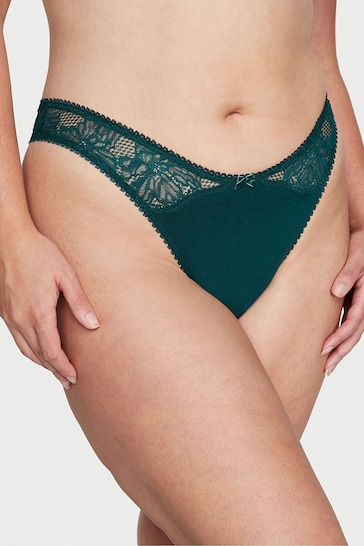 Victoria's Secret Black Ivy Green Smooth Thong Knickers