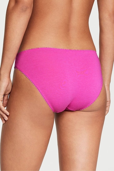 Victoria's Secret Fuchsia Frenzy Pink Scattered Stones Bikini Stretch Cotton Knickers