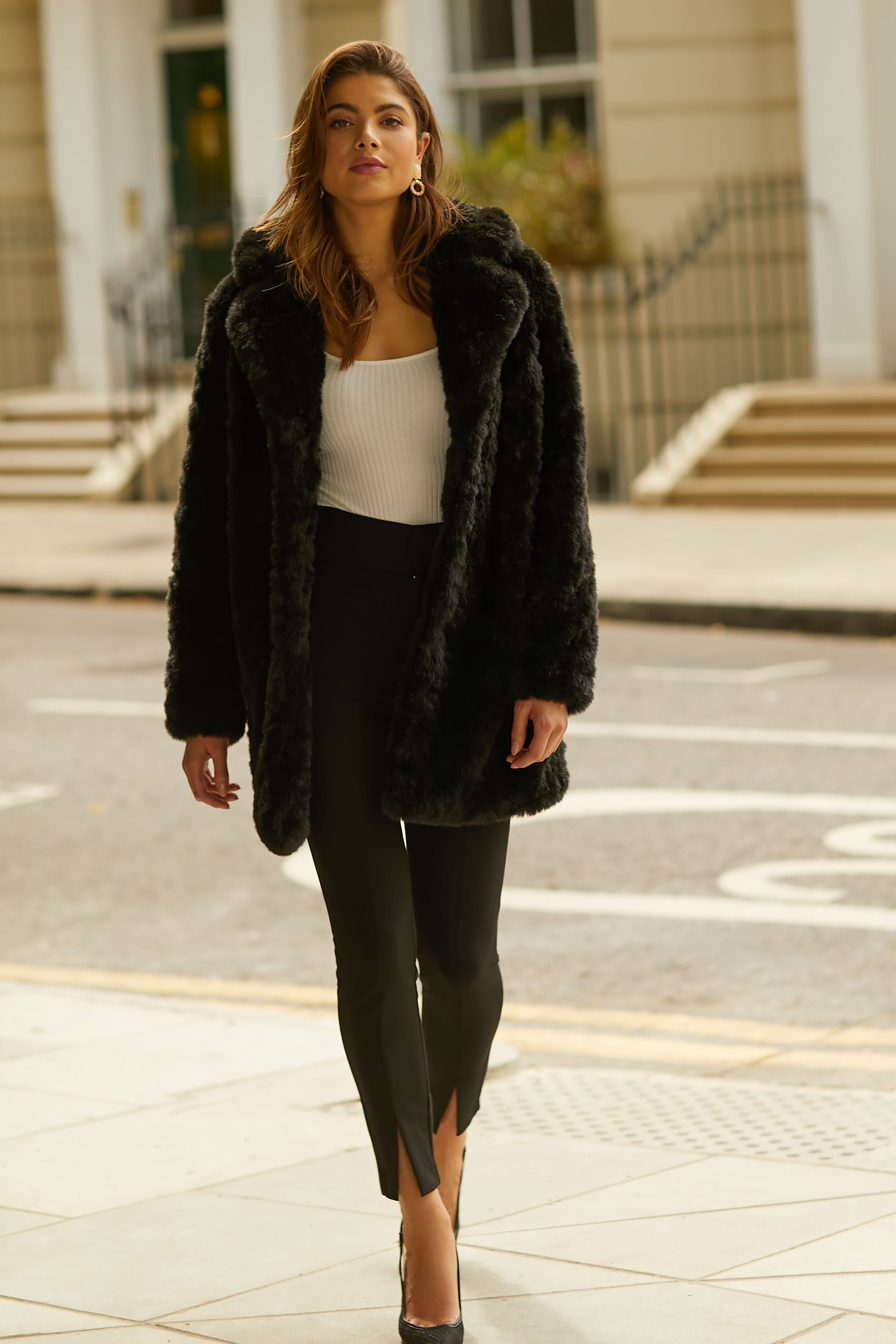 Black jacket black fur discount