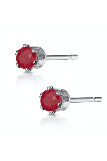 The Diamond Store Red Ruby 3 x 3mm 9K White Gold Stud Earrings