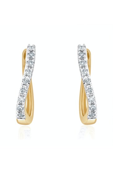 The Diamond Store White Hoop Earrings 0.11ct Diamond 9K Gold