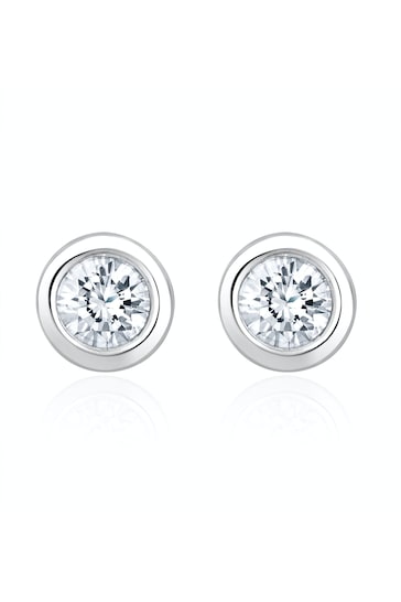 The Diamond Store White 0.30ct Lab Diamond Rub Over Stud Earrings in 9K White Gold - 5.2mm