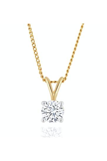 The Diamond Store White Lab Diamond Solitaire Pendant Necklace 0.33ct H/Si in 9K Gold