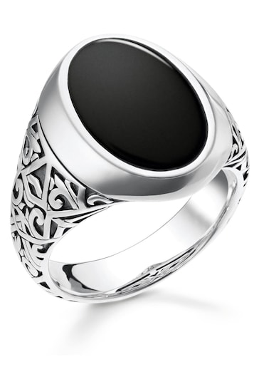 Thomas Sabo Silver Sterling Blackened Signet Ring - Medium