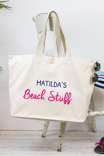 Personalised Organic Canvas Beach Bag by Jonny's Sister