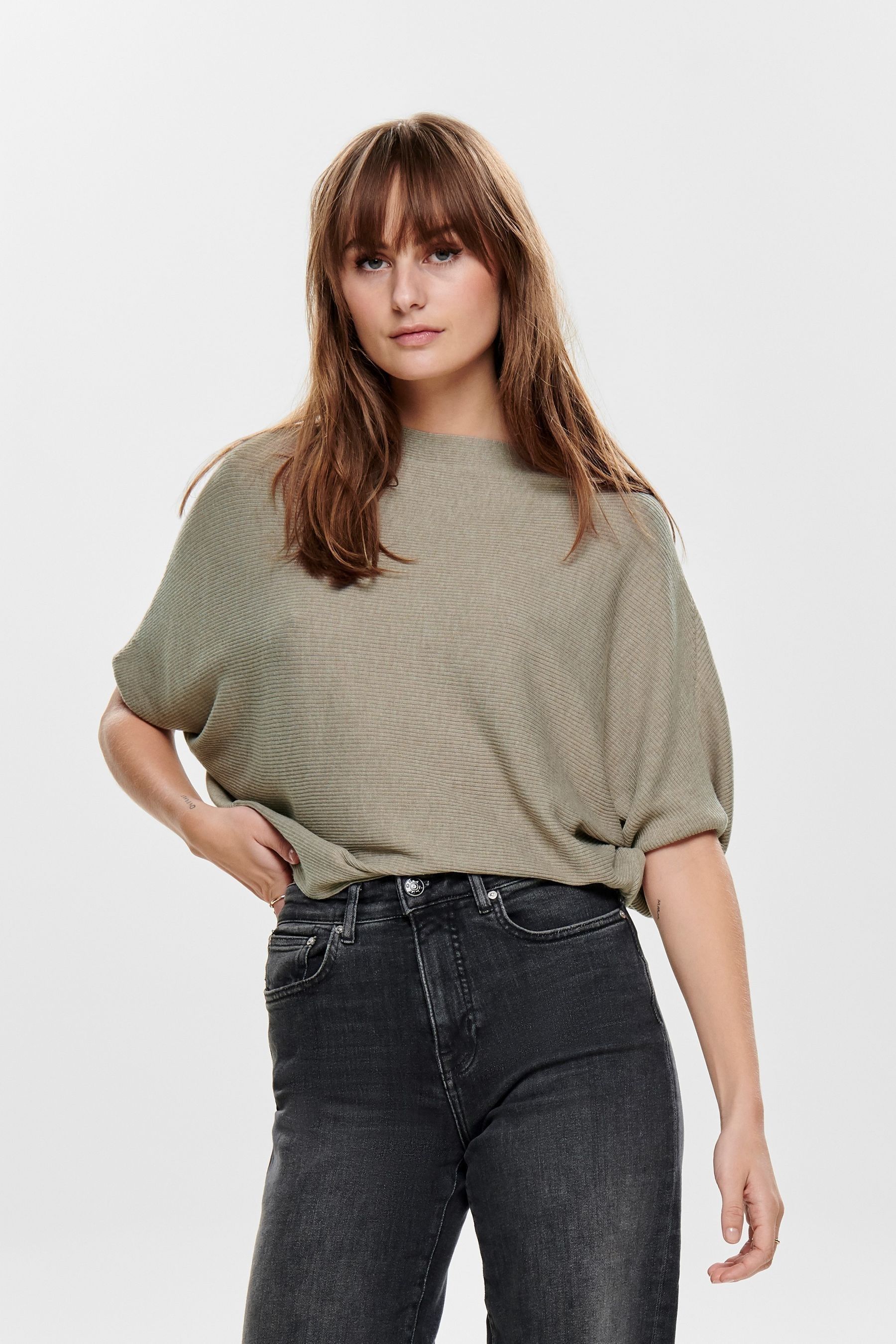 JDY Grey Taupe Knitted Batwing Jumper