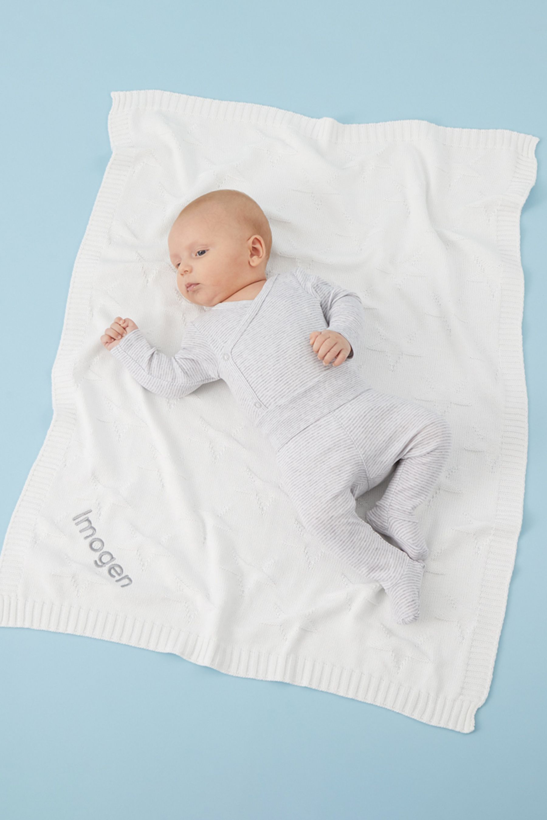 Buy Personalised Ivory Star Jacquard Blanket by My 1st Years from