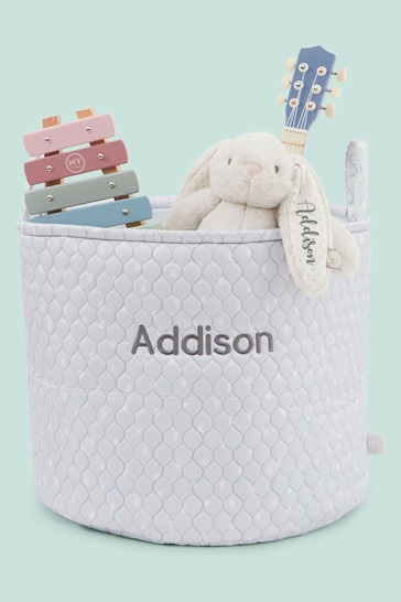 Personalised Large Grey Polka Dot Storage Bag with Luxury Gift Box by My 1st Years