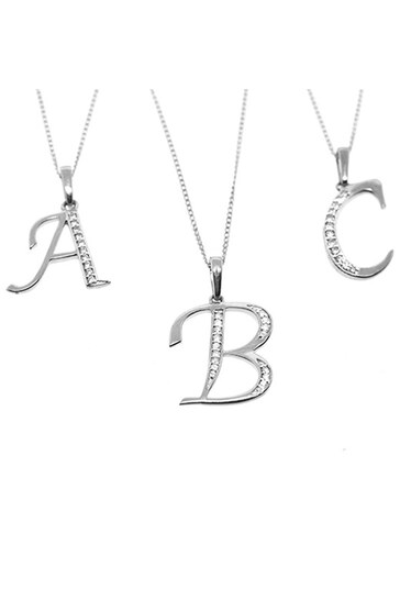 The Diamond Store White 925 Silver Lab Diamond Initial D Necklace 0.05ct