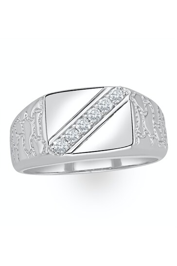 The Diamond Store White Mens Lab Diamond Signet Ring 0.25ct H/Si in Sterling Silver