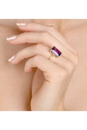 The Diamond Store Purple Amethyst 6.40ct And Diamond 9K Gold Ring