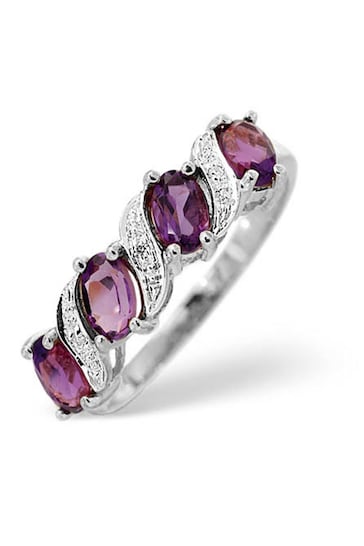 The Diamond Store Purple Amethyst 0.74ct And Diamond 9K White Gold Ring