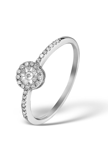 The Diamond Store White Halo Ring with 0.11ct of Diamonds set in 9K White Gold