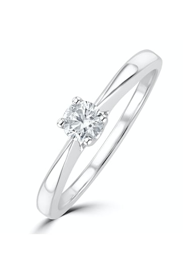 The Diamond Store White Tapered Design Lab Diamond Engagement Ring 0.25ct H/Si in 925 Silver