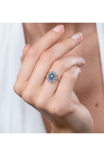 The Diamond Store Blue Blue Sapphire Yellow Sapphire and Diamond Stellato Ring 9K White Gold