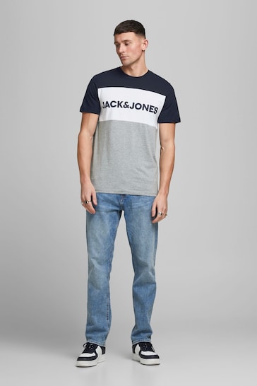 Buy Jack & Jones Navy & Grey Logo T-Shirt from the Next UK online shop