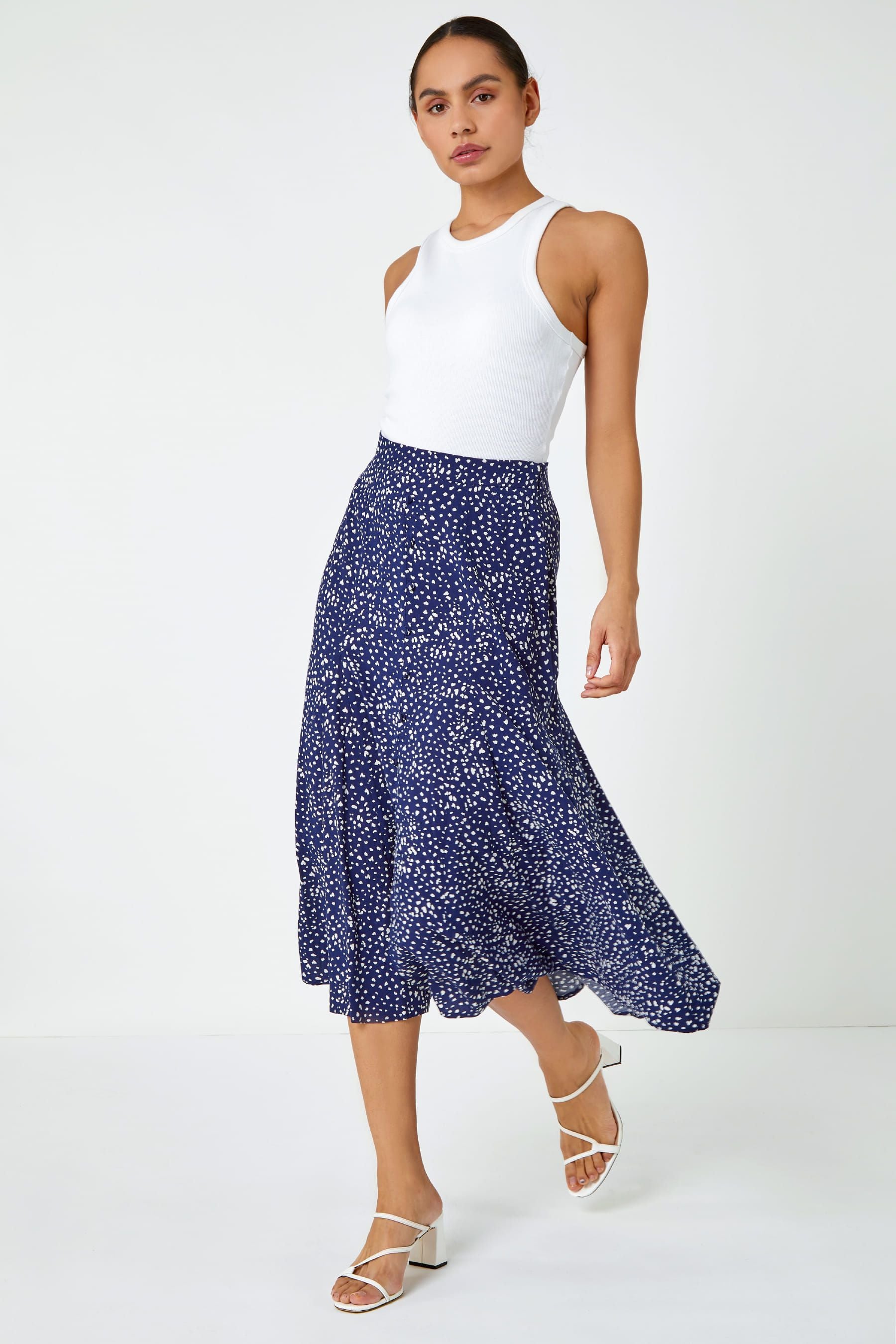 Navy leopard print wrap midi skirt cheap
