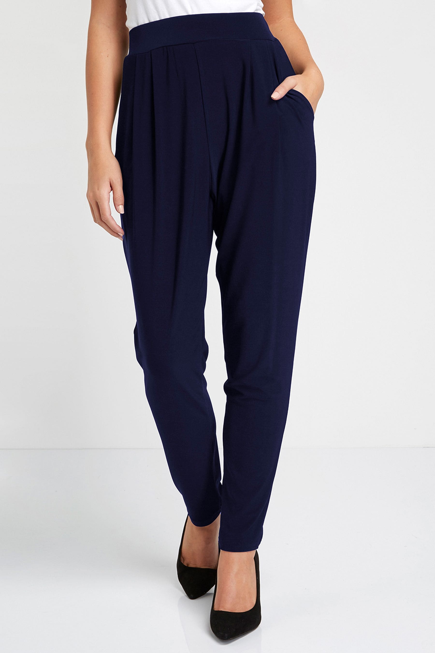 Navy harem sale trousers uk