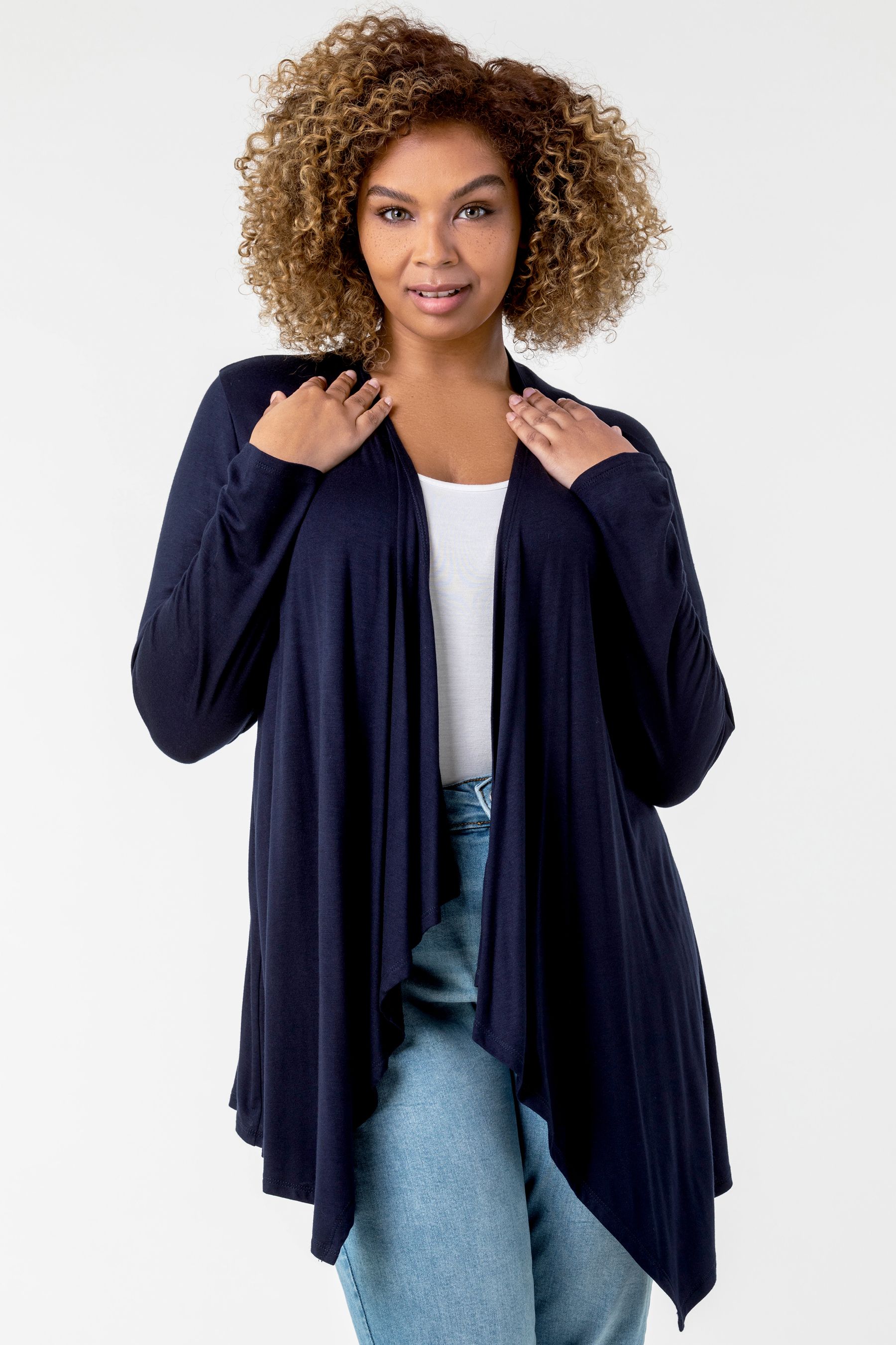 Navy sales waterfall cardigan
