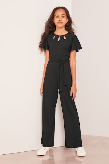 Buy Lipsy Black Cut Out Flutter Sleeve Jumpsuit from the Next UK online ...