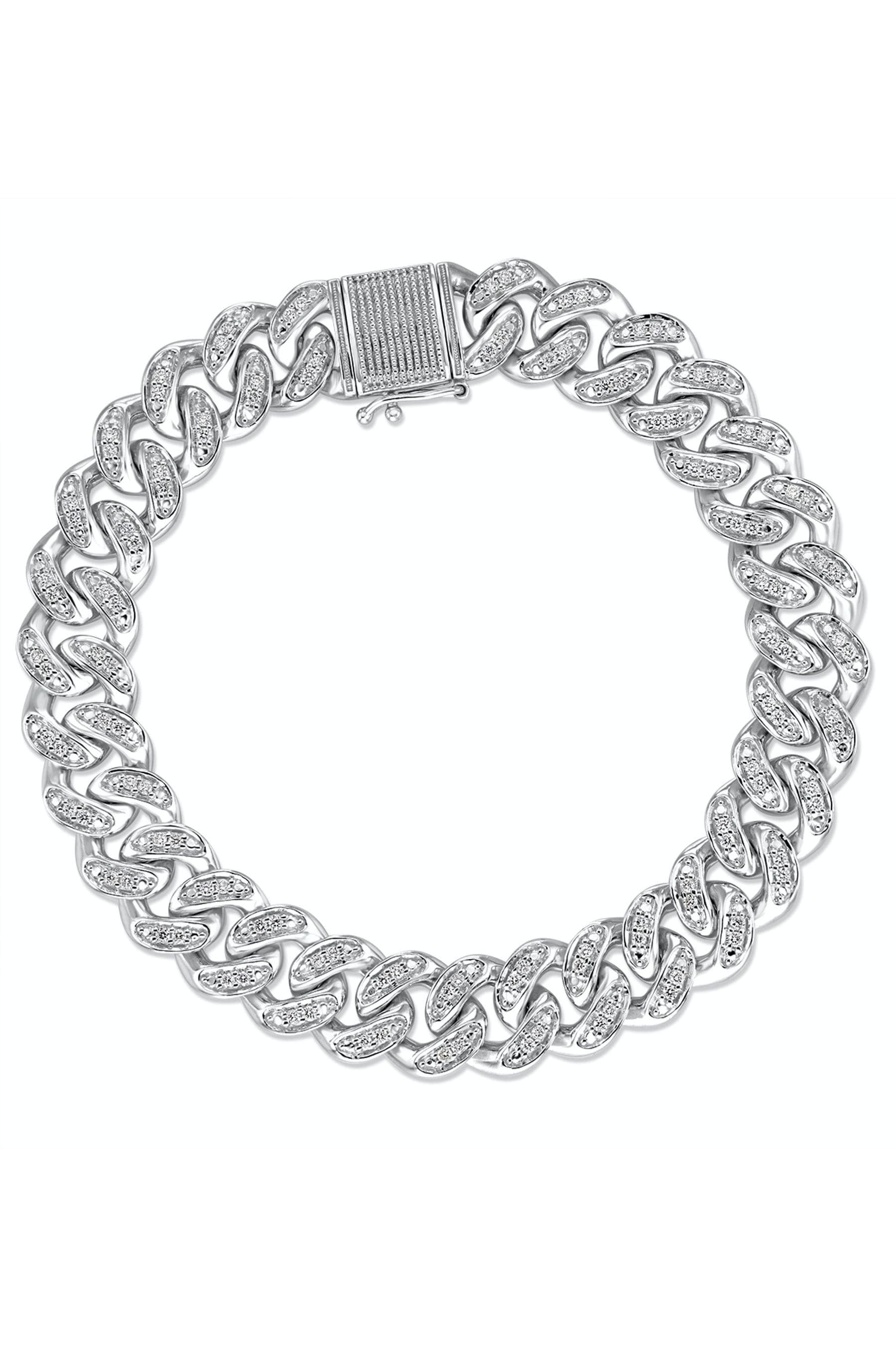 Sterling silver diamond cuban link on sale