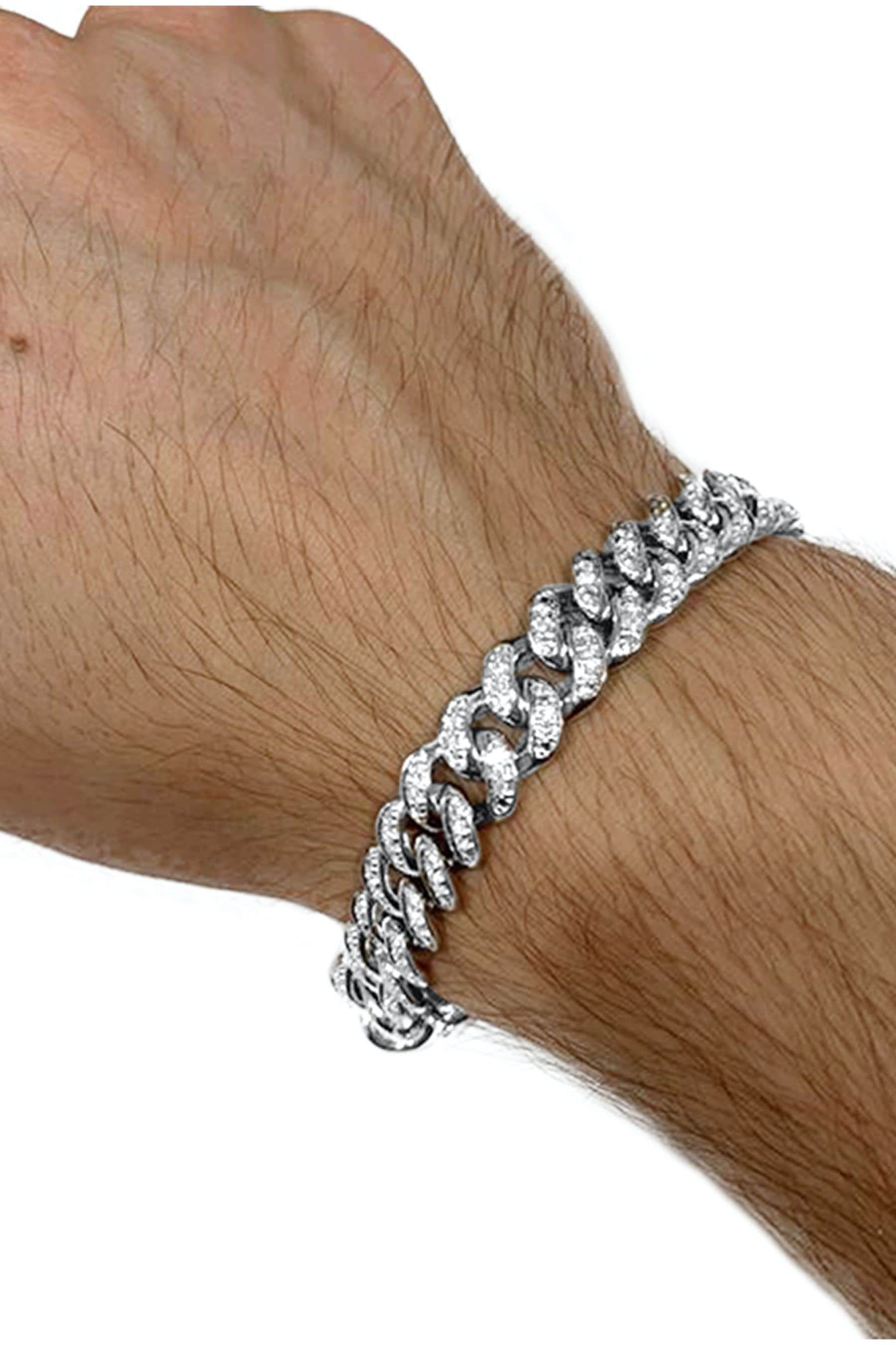 Sterling silver sales diamond cuban link