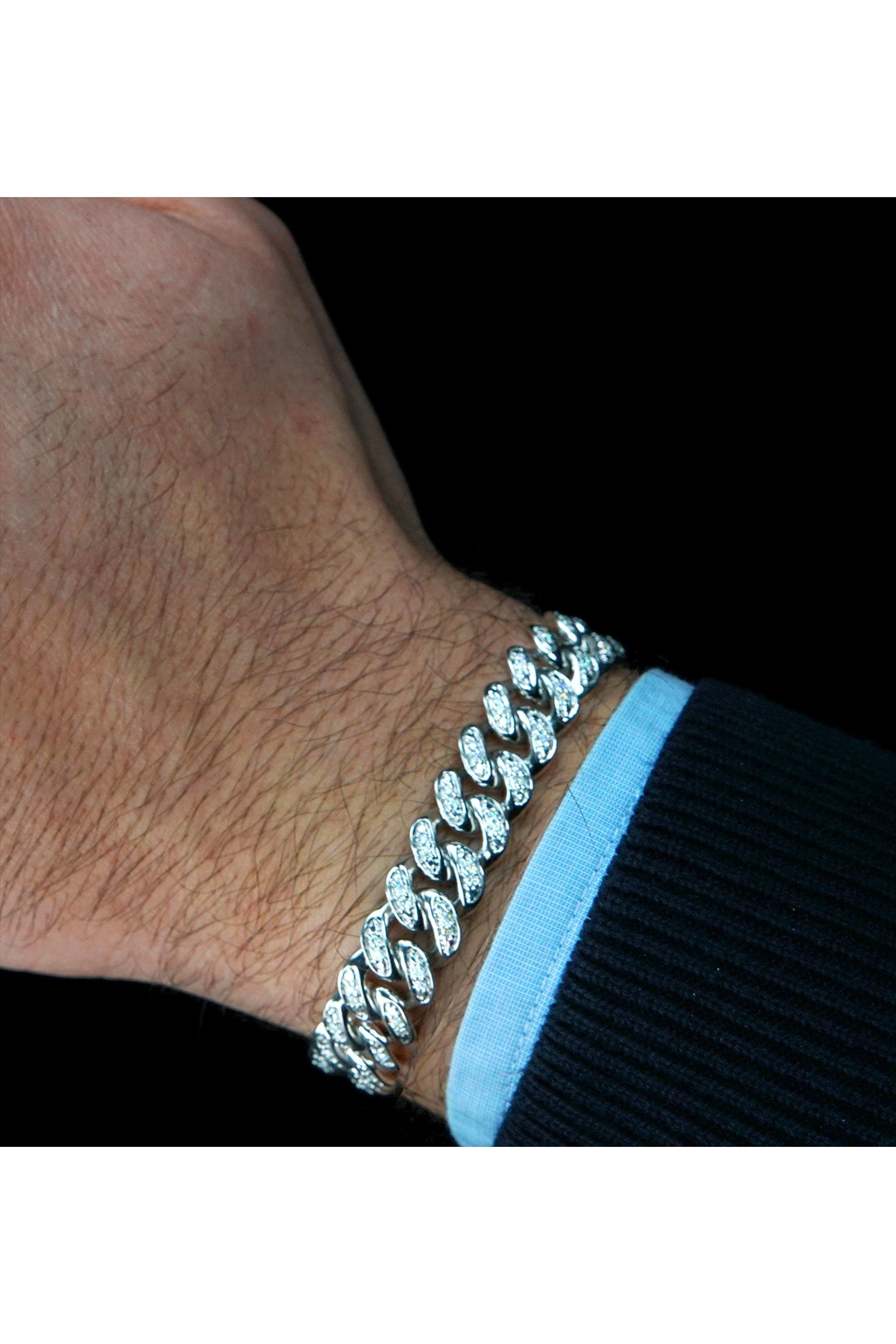 Silver diamond cuban link bracelet on sale