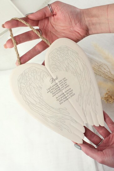 Personalised In Loving Memory Ceramic Wings Ornament by PMC