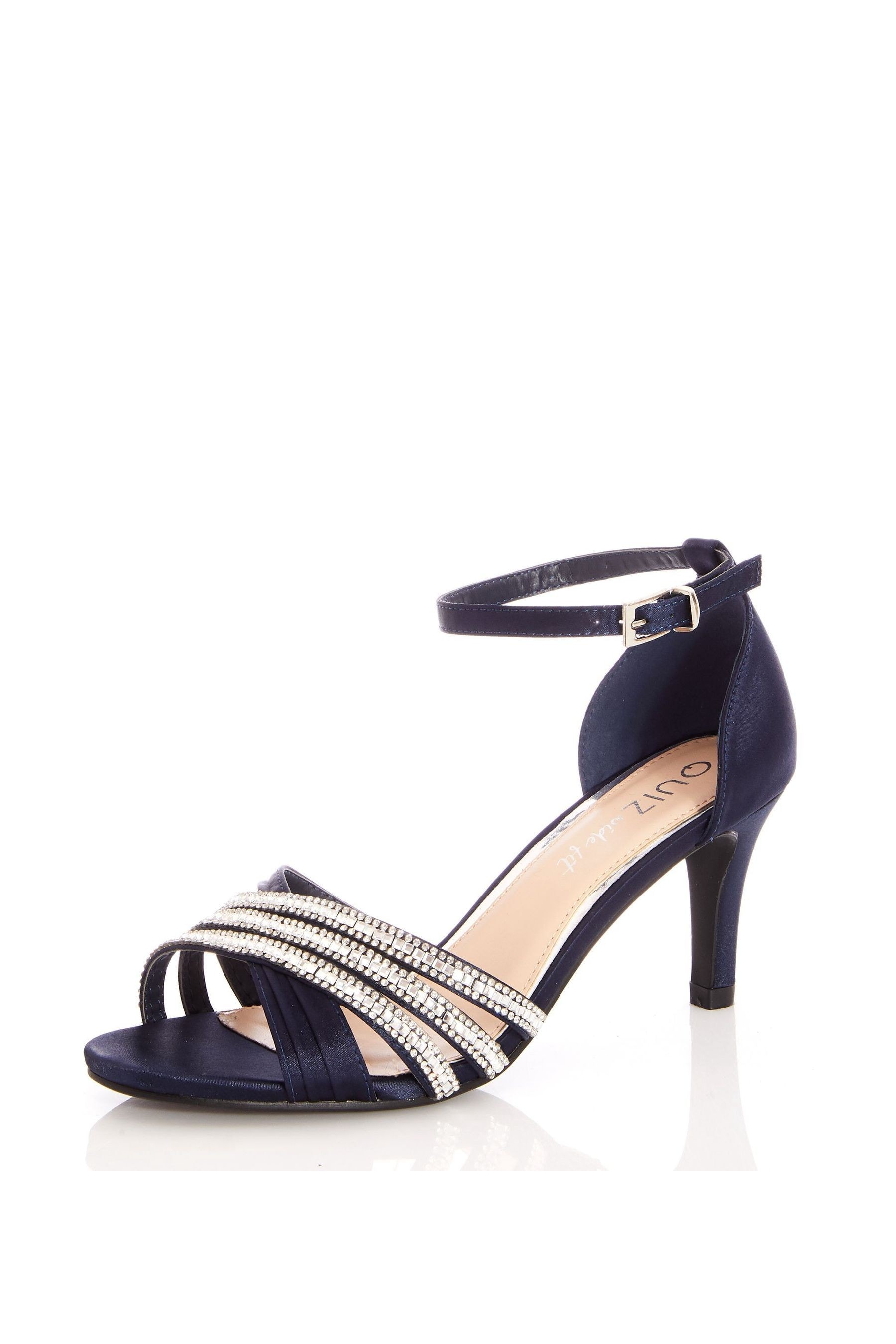 Quiz navy cheap diamante shoes