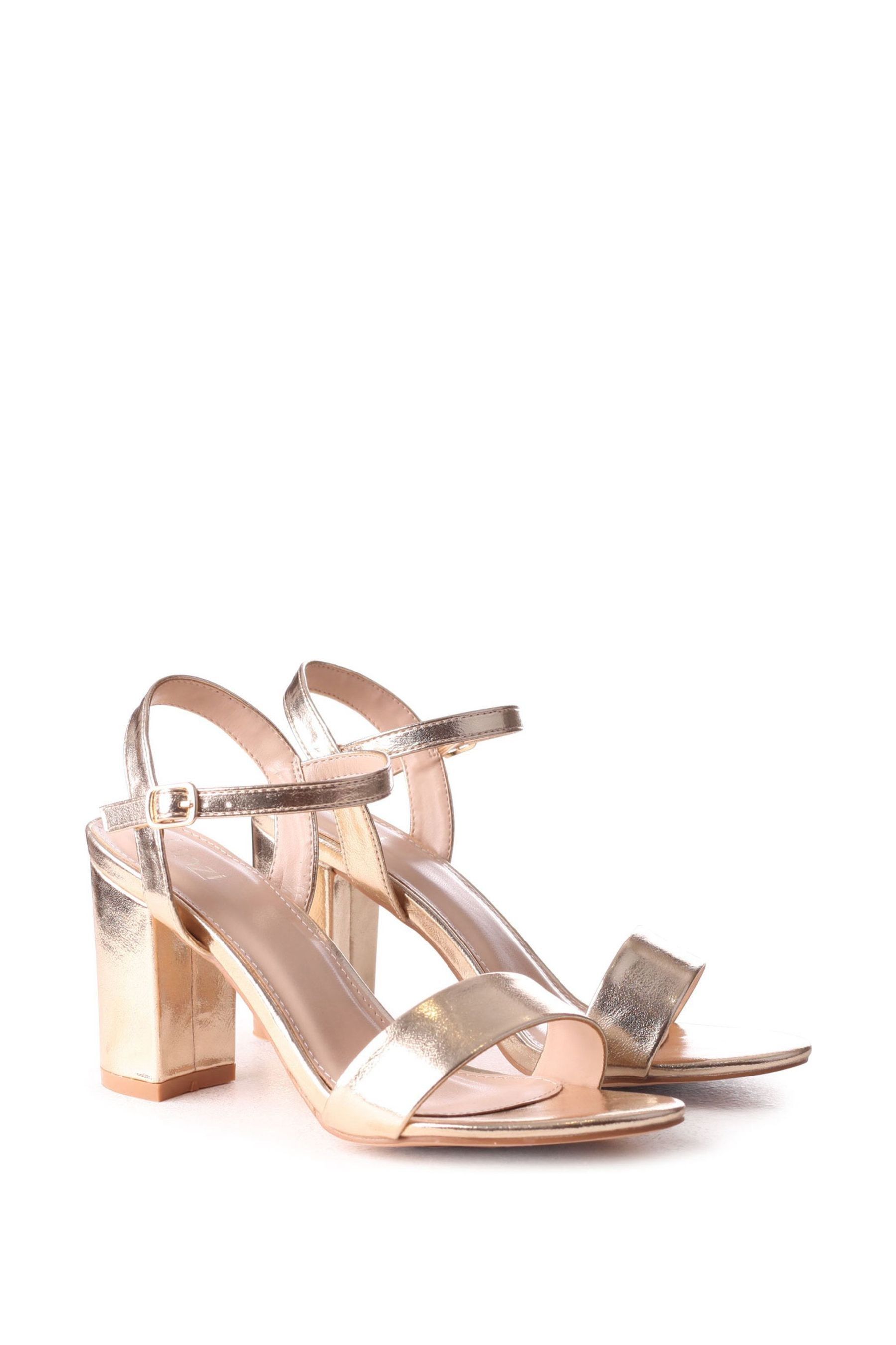 Rose gold barely there block heels online