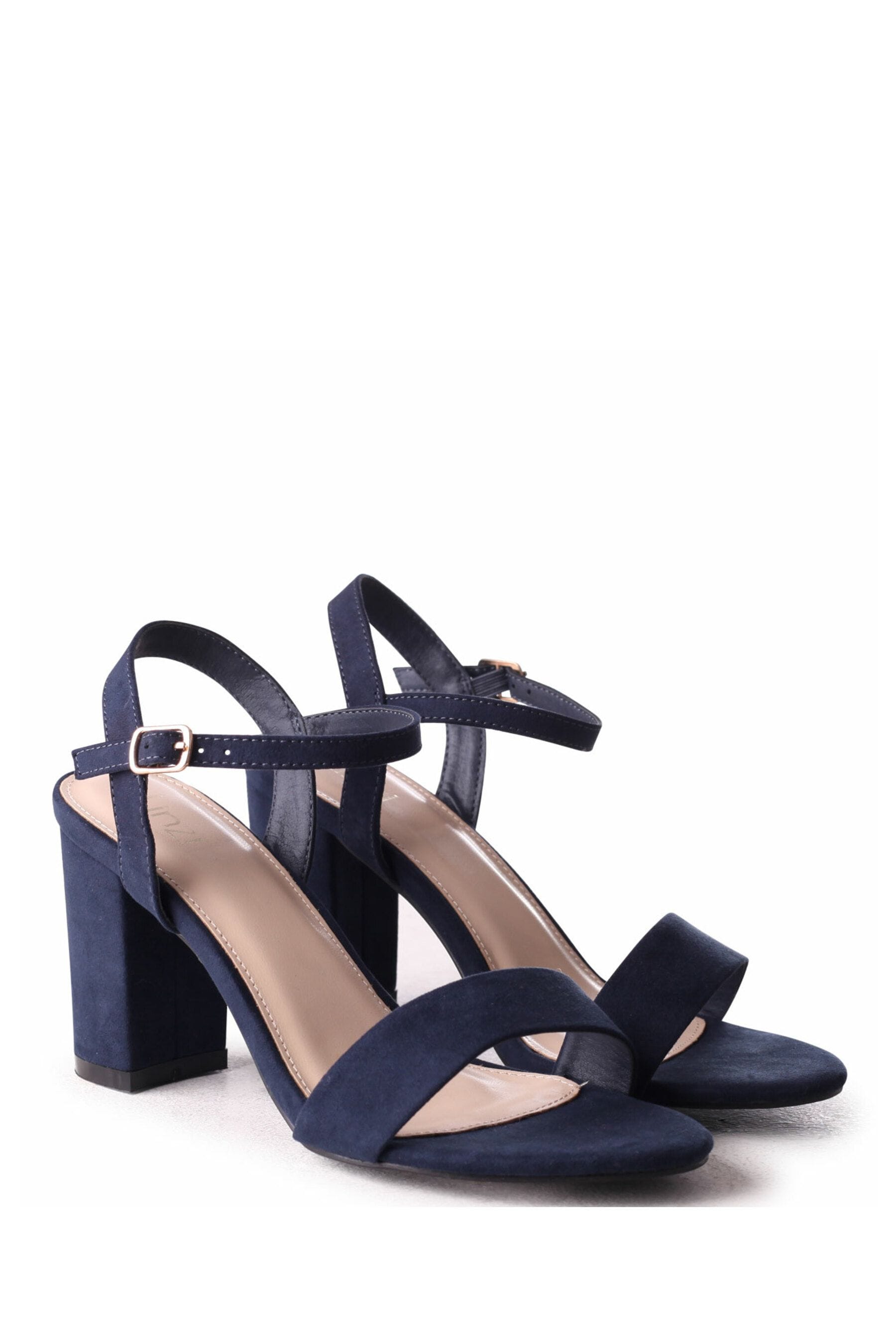 Navy barely there block heels sales