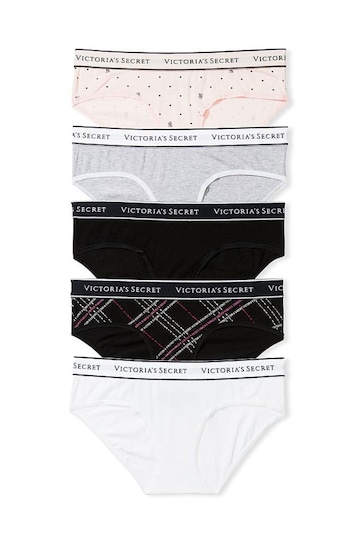 Victoria's Secret White/Black/Grey/Nude Hipster Logo Multipack Knickers
