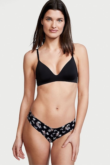 Victoria's Secret Black Butterfly Sign Noshow Thong Knickers