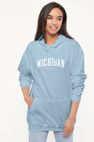 Personalised Lipsy Michigan College Logo Womens Hooded Sweatshirt
